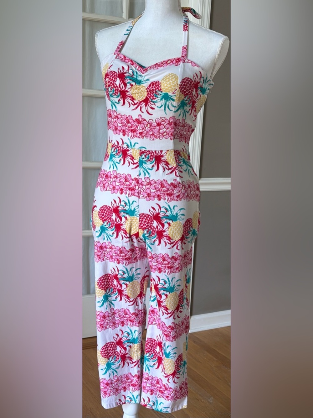 Bettie Page Pineapple Halter Jumpsuit Retro Pinup Rockabilly 6